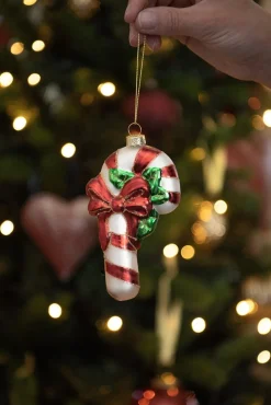 Clayre u0026 Eef Kersthanger></noscript>Clayre & Eef Kersthanger Zuurstok 13 Cm Rood Wit Glas Kerstboomversiering
