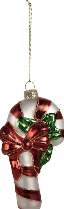 Clayre u0026 Eef Kersthanger></noscript>Clayre & Eef Kersthanger Zuurstok 13 Cm Rood Wit Glas Kerstboomversiering