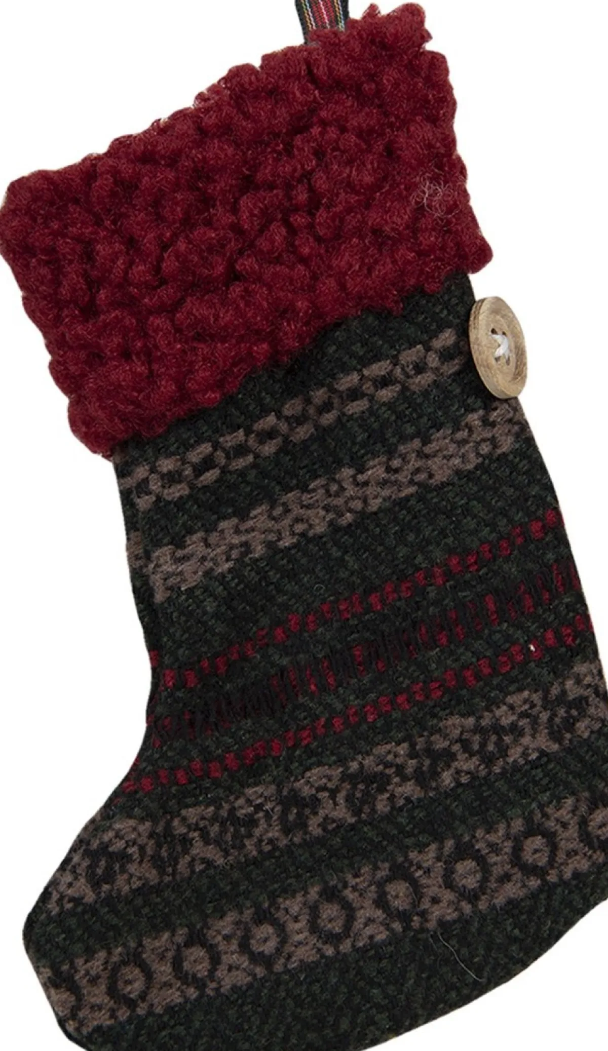 Clayre u0026 Eef Kerstsokken>Clayre & Eef Kerstsok 17 Cm Groen Rood Synthetisch