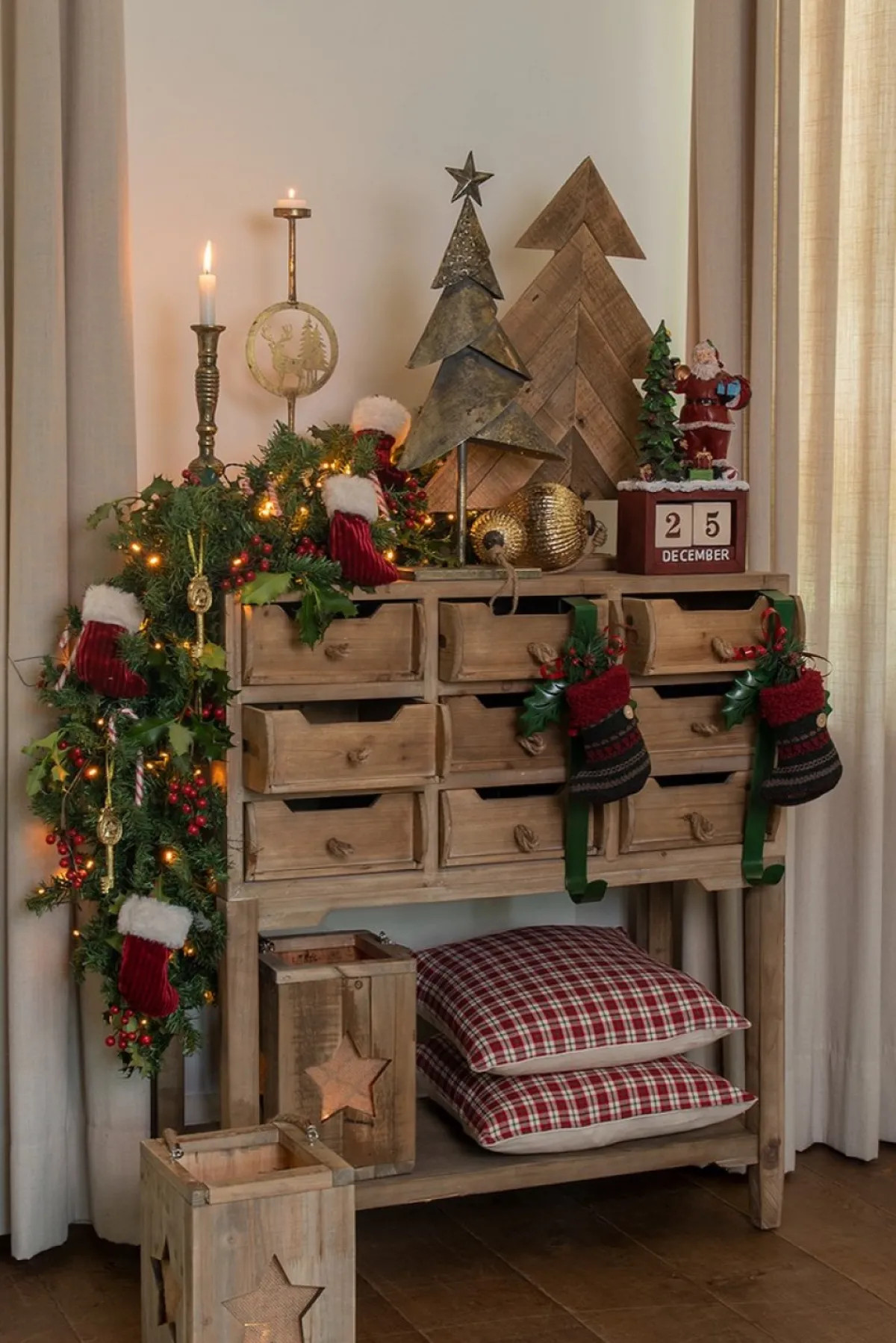 Clayre u0026 Eef Kerstsokken>Clayre & Eef Kerstsok 17 Cm Groen Rood Synthetisch