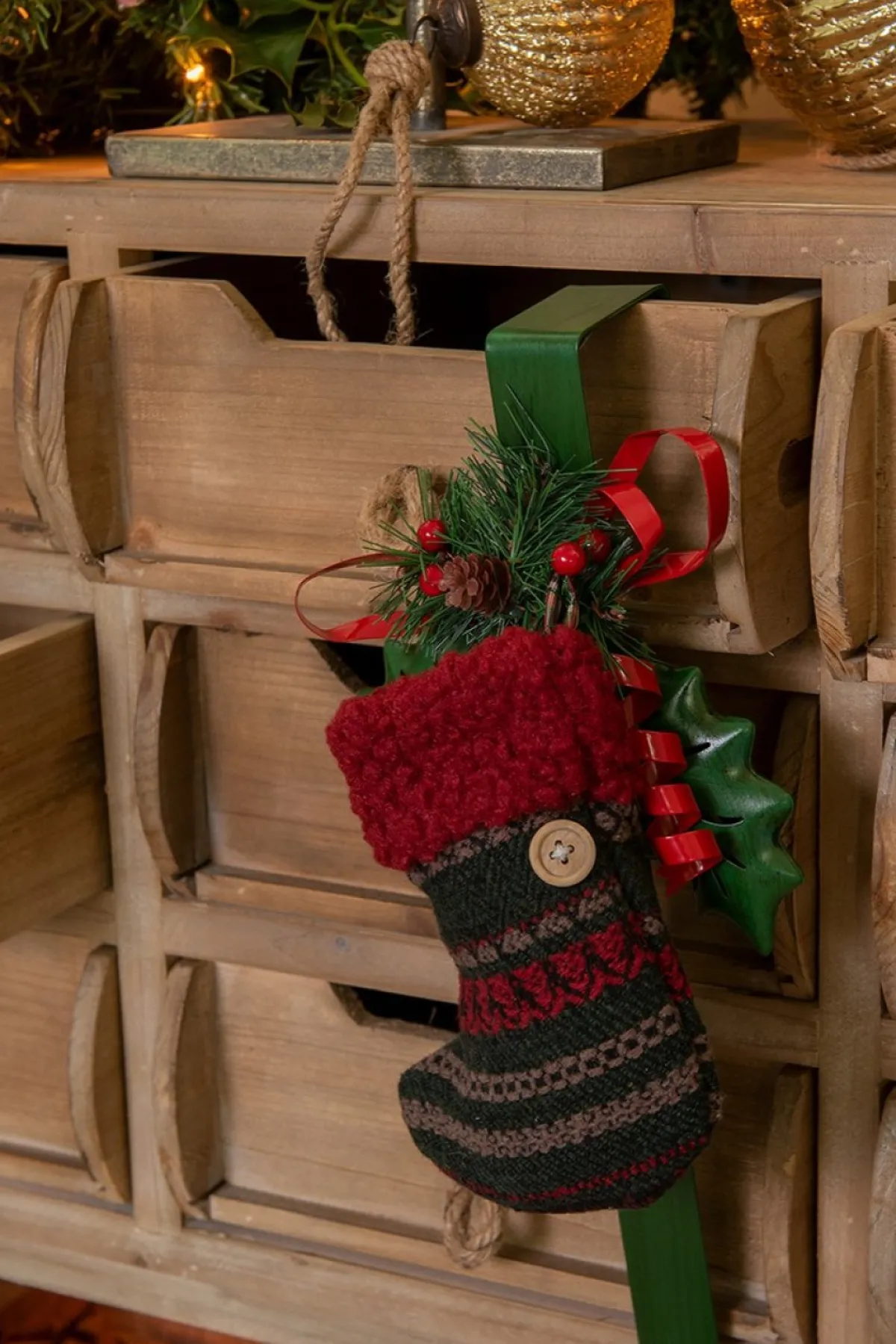 Clayre u0026 Eef Kerstsokken>Clayre & Eef Kerstsok 17 Cm Groen Rood Synthetisch