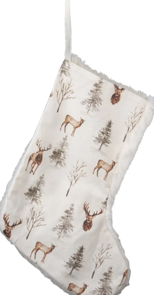 Clayre u0026 Eef Kerstsokken>Clayre & Eef Kerstsok 28 Cm Wit Synthetisch Hert