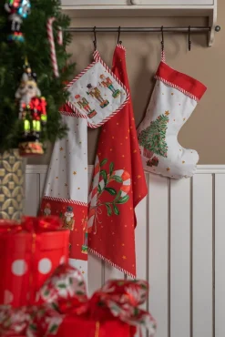 Clayre u0026 Eef Kerstsokken></noscript>Clayre & Eef Kerstsok Decoratie Kerstsok 30X40 Cm Wit Rood Katoen Kerstboom Kerstsok Hanger