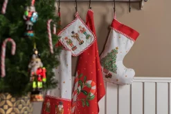 Clayre u0026 Eef Kerstsokken></noscript>Clayre & Eef Kerstsok Decoratie Kerstsok 30X40 Cm Wit Rood Katoen Kerstboom Kerstsok Hanger