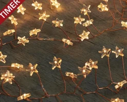 Anna's Collection Cluster Draadverlichting Met Timer 100 Sterren Op Batterij Wit - Kerst Lichtsnoer Lichtdraad Met Sterren Lampjes New