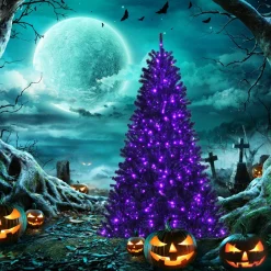 COAST™ Coast 180 Cm Verlichte Zwarte Kerstboom Met 250 Paarse Led -Lichten Fashion