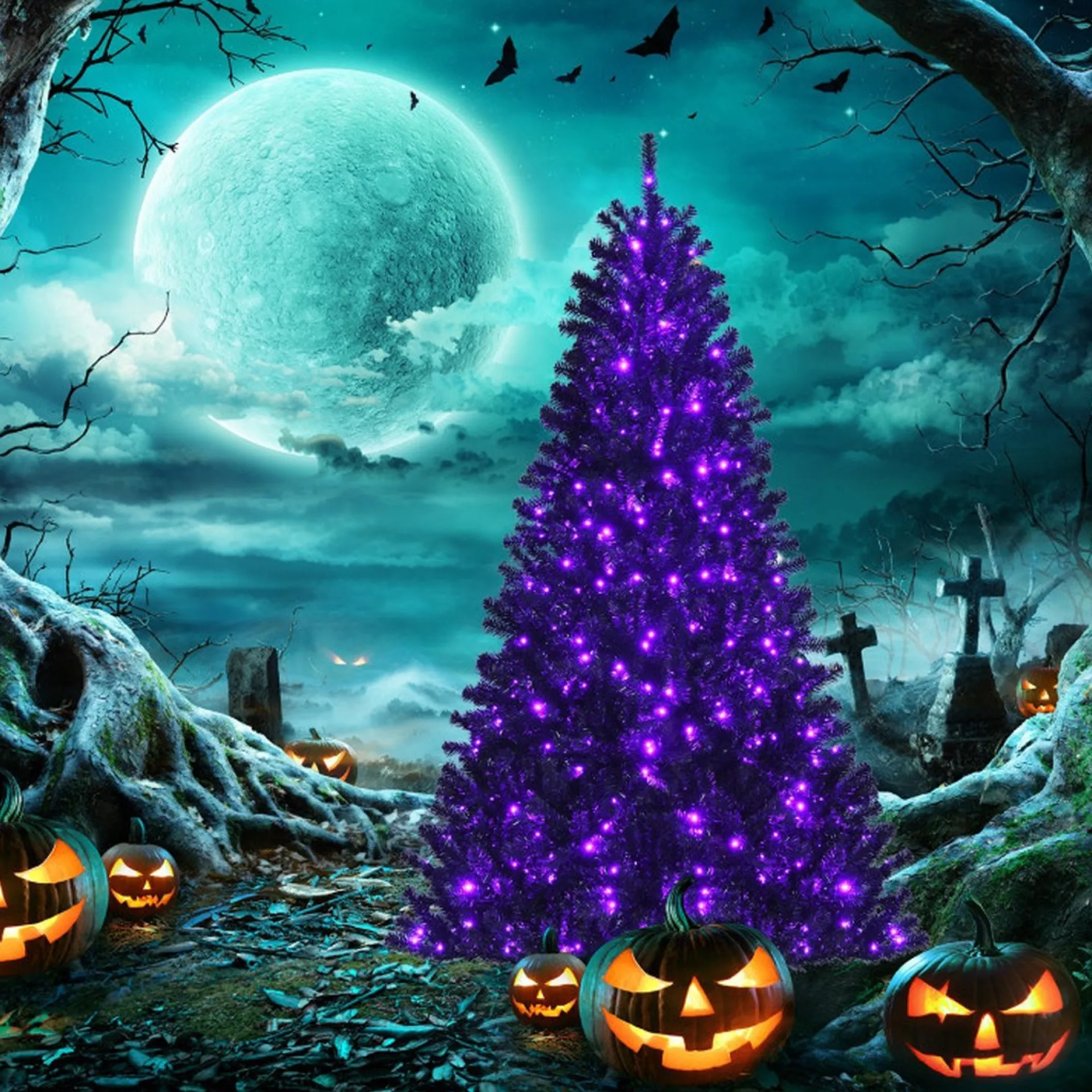 COAST™ Coast 180 Cm Verlichte Zwarte Kerstboom Met 250 Paarse Led -Lichten Fashion