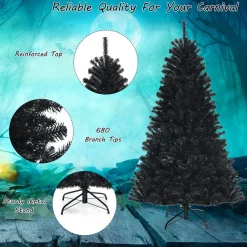 COAST™ Coast 180 Cm Verlichte Zwarte Kerstboom Met 250 Paarse Led -Lichten Fashion