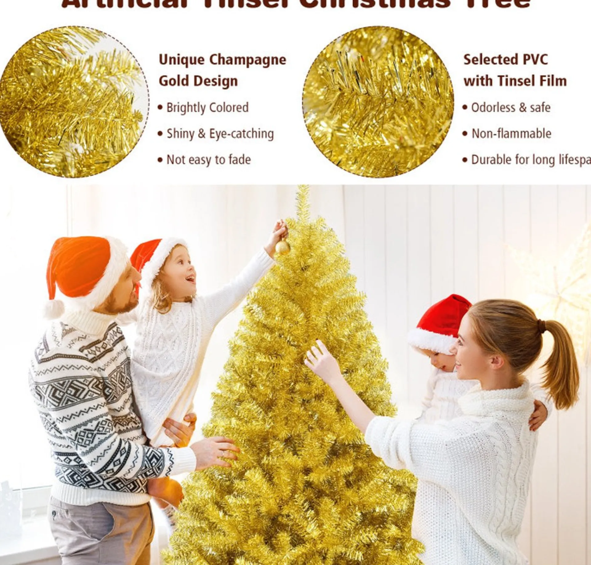 COAST™ Coast - Hoge Kunstkerstboom - Gouden Kleur - 180Cm Flash Sale