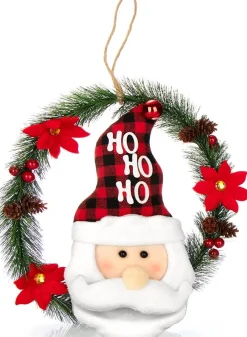 * Kerstkransen>Com-Four® Kerstkrans Met Kerstman - Deurkrans Kerstmis - Adventskrans - Kerstdecoratie - O Ong. 35 Cm (Kerstman No. 1)