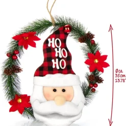* Kerstkransen>Com-Four® Kerstkrans Met Kerstman - Deurkrans Kerstmis - Adventskrans - Kerstdecoratie - O Ong. 35 Cm (Kerstman No. 1)