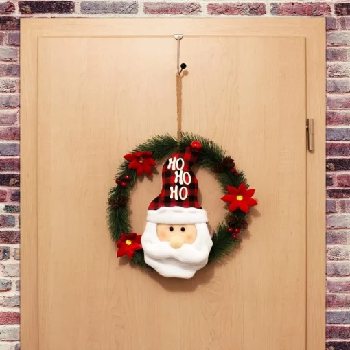 * Kerstkransen>Com-Four® Kerstkrans Met Kerstman - Deurkrans Kerstmis - Adventskrans - Kerstdecoratie - O Ong. 35 Cm (Kerstman No. 1)