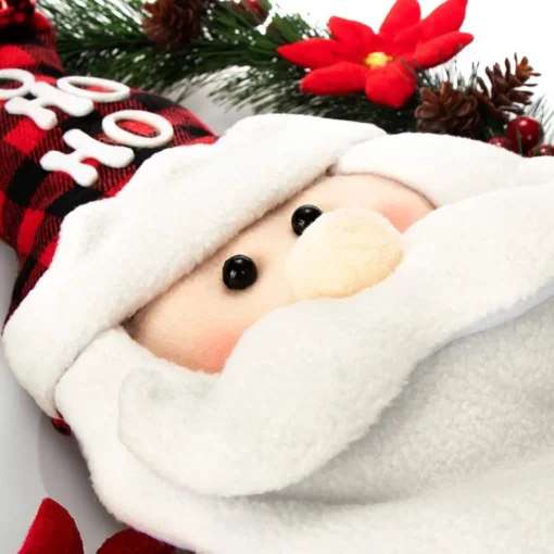* Kerstkransen>Com-Four® Kerstkrans Met Kerstman - Deurkrans Kerstmis - Adventskrans - Kerstdecoratie - O Ong. 35 Cm (Kerstman No. 1)