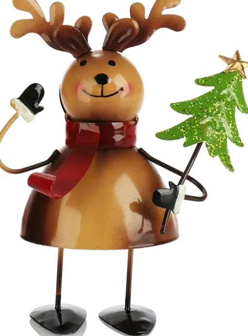com-four Kerststallen>® Kerstversiering Van Metaal - Plaatstalen Figuren In Kerstmotief - Wiebelfiguren Voor De Adventstijd - Winterdecoratie