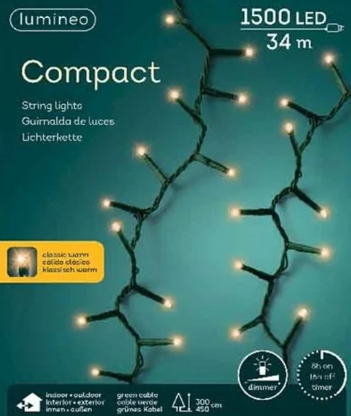 Lumineo Compact Rice Lights 1500L 34M Classic Warm | 494374 34 Cm Cheap