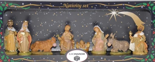 Merkloos Kerststallen>Complete Kerststal 42 X 19 X 30 Cm Met Beelden En Decoratie Stro - Kerstdecoratie Kerststallen