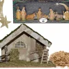 Merkloos Kerststallen>Complete Kerststal 42 X 19 X 30 Cm Met Beelden, Stro En Vallende Ster - Kerstdecoratie Kerststallen