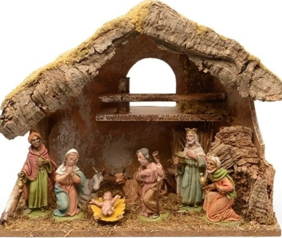 Merkloos Kerststallen>Complete Kerststal Inclusief 8 Beelden En Ondergrond 38 Cm - Kerststallen