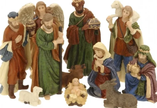 Merkloos Kerststallen>Complete Kerststal Met Kerststal Beelden - 30 X 18 X 26 Cm - Hout/Mos/Polyresin