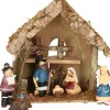 Merkloos Kerststallen>Complete Kinder Kerststal Met 7X Kerststal Beelden -30 X 18 X 26 Cm - Hout/Polyresin
