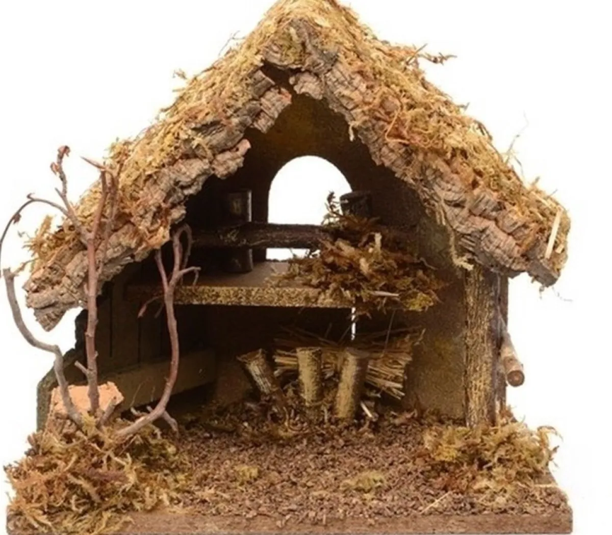 Merkloos Kerststallen>Complete Kinder Kerststal Met 7X Kerststal Beelden -30 X 18 X 26 Cm - Hout/Polyresin