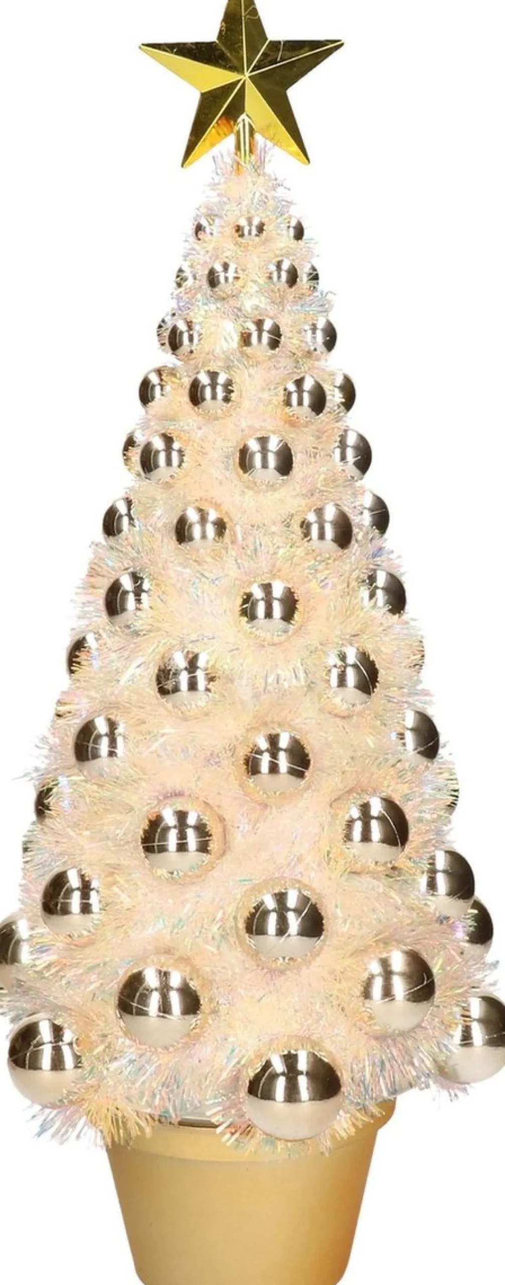 Merkloos Complete Kunstkerstboom Met Lichtjes En Ballen Goud - Kerstversiering - Kerstbomen - Kerstaccessoires - Kerstverlichting Goudkleurig New