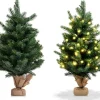 CW Costway 60Cm Kunstmatige Tafelblad Kerstboom Met Led-Verlichting En Timerfunctie Groen Best