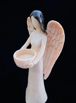 Zhu Kerstbeelden></noscript>Creme Engel Waxinelichthouder Voor Theelichtje 21X11X9Cm