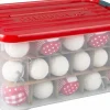 Merkloos Curver - Kerstballenbox - Kerstbox 50L Transparant / Rood - Kerstballen Opbergbox Flash Sale