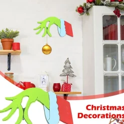 Merkloos Kersthanger></noscript>Decoratie - Kerstartikelen - Kerst - Dief - Hand Uitsnede - Grinchs - Hand Decoratie - Muur - Home Decor - Linkshandig