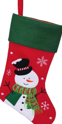 Merkloos Kerstsokken>Decoratie Kerstsokken - Set 2X St - Rood - Kerstman En Sneeuwpop- H45 Cm