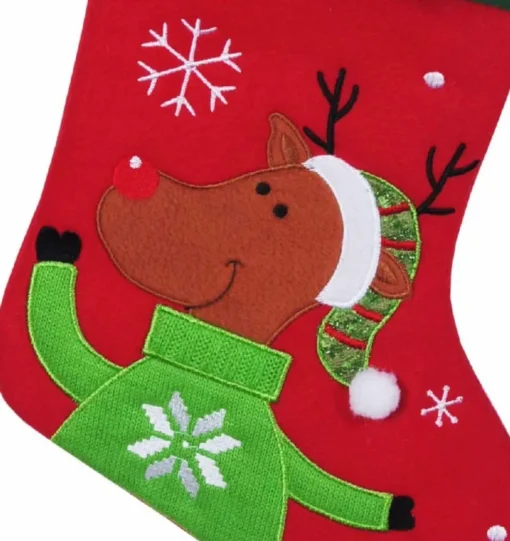 Merkloos Kerstsokken>Decoratie Kerstsokken - 2X - Rood - Met Rendier - H45 Cm - Polyester