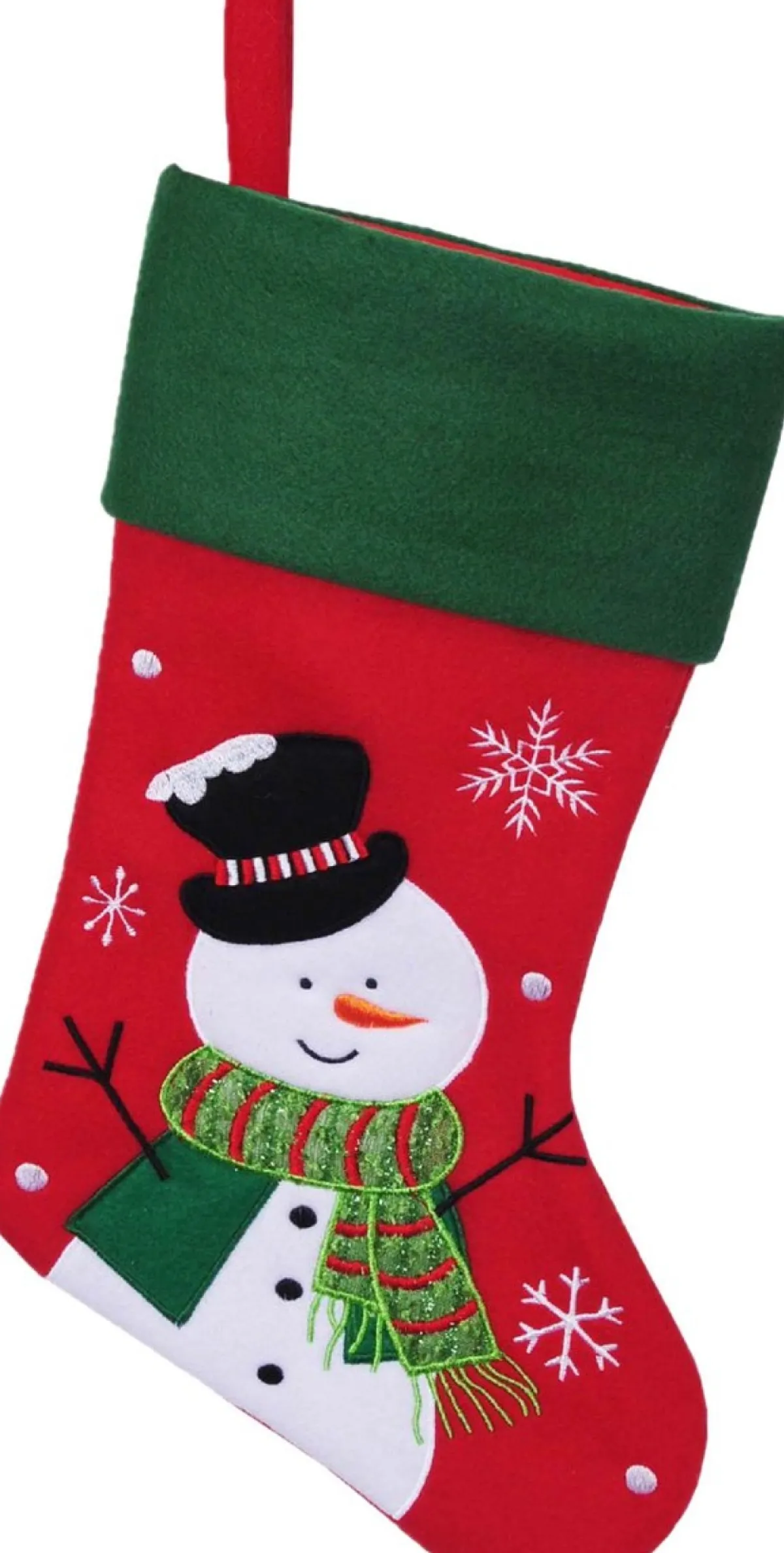 Merkloos Kerstsokken>Decoratie Kerstsokken - 2X - Rood - Met Sneeuwpop - H45 Cm - Polyester