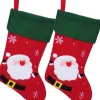 Merkloos Kerstsokken>Decoratie Kerstsokken- 2X - Rood - Met Kerstman - H45 Cm - Polyester