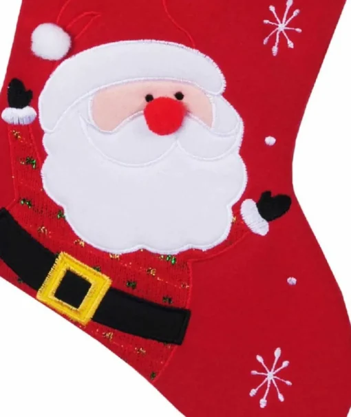 Merkloos Kerstsokken>Decoratie Kerstsokken- 2X - Rood - Met Kerstman - H45 Cm - Polyester