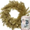 Decoris Kerstkransen> Kerstkrans - Goud Glitter - D50 Cm - Incl. Verlichting Helder Wit