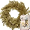 Decoris Kerstkransen> Kerstkrans - Goud Glitter - D50 Cm - Incl. Verlichting Warm Wit