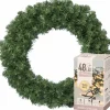 Decoris Kerstkransen> Kerstkrans - Groen - D35 Cm - Incl. Verlichting Warm Wit