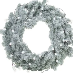 Merkloos Kerstkransen></noscript>Decoris Kerstkrans - Groen Met Sneeuw - D36 Cm - Incl. Verlichting Helder Wit