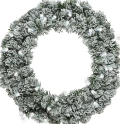 Decoris Kerstkransen></noscript> Kerstkrans - Groen Met Sneeuw - D35 Cm - Incl. Verlichting Helder Wit