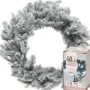 Decoris Kerstkransen> Kerstkrans - Groen Met Sneeuw - D50 Cm - Incl. Verlichting Helder Wit