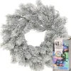 Decoris Kerstkransen> Kerstkrans - Met Sneeuw - D35 Cm - Incl. Verlichting Gekleurd