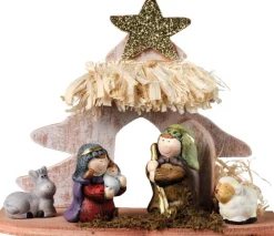 Decoris Kerststallen> Kinder/Kinderkamer Kerststal - Met Beeldjes - 20 X 8 X 16,5 Cm