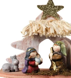 Decoris Kerststallen> Kinder/Kinderkamer Kerststal - Met Beeldjes - 20 X 8 X 16,5 Cm