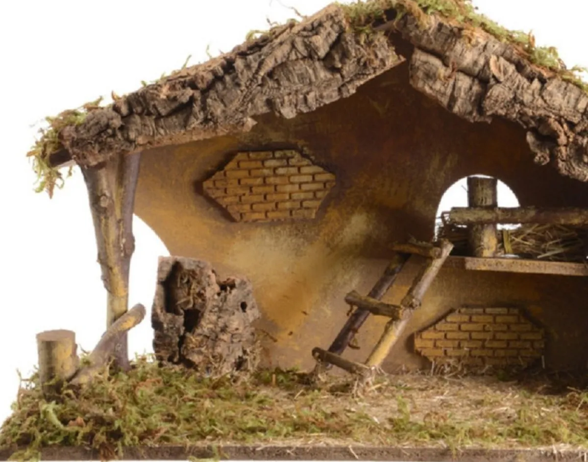 Decoris Kerststallen> Lege Kerststal - Zonder Beelden - L56 X B35 X H35 Cm -Mdf/Hout