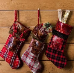 Non Branded Kerstsokken>Decostar Kerstsok Sukka 35 Cm Textiel Rood/Bruin - Christmas Stocking