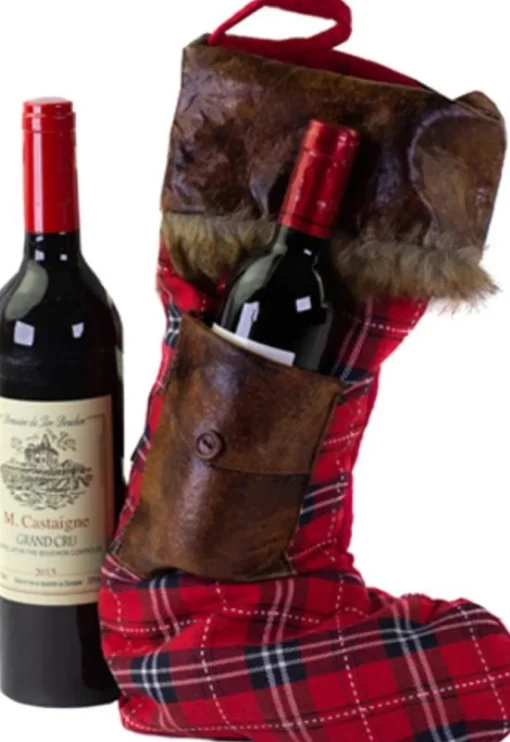 Non Branded Kerstsokken>Decostar Kerstsok Sukka 35 Cm Textiel Rood/Bruin - Christmas Stocking