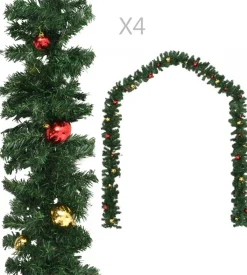 Decoways Guirlandes> - Kerstslingers 4 Stuks Met Kerstballen 270 Cm Pvc Groen