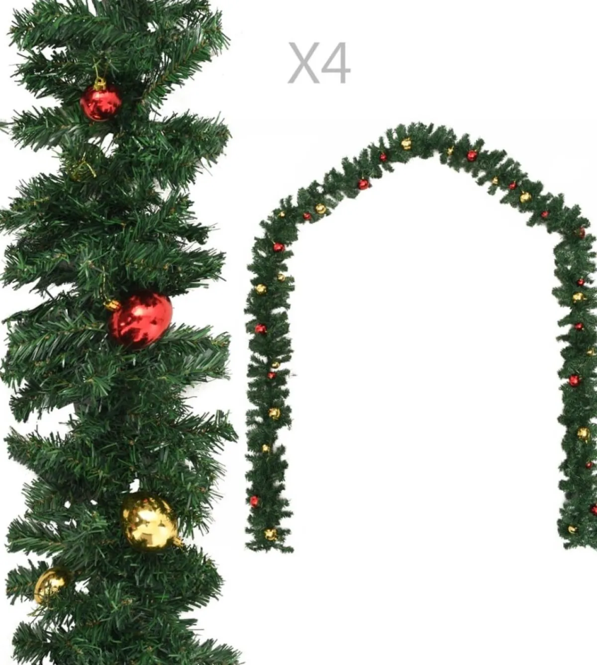 Decoways Guirlandes> - Kerstslingers 4 Stuks Met Kerstballen 270 Cm Pvc Groen