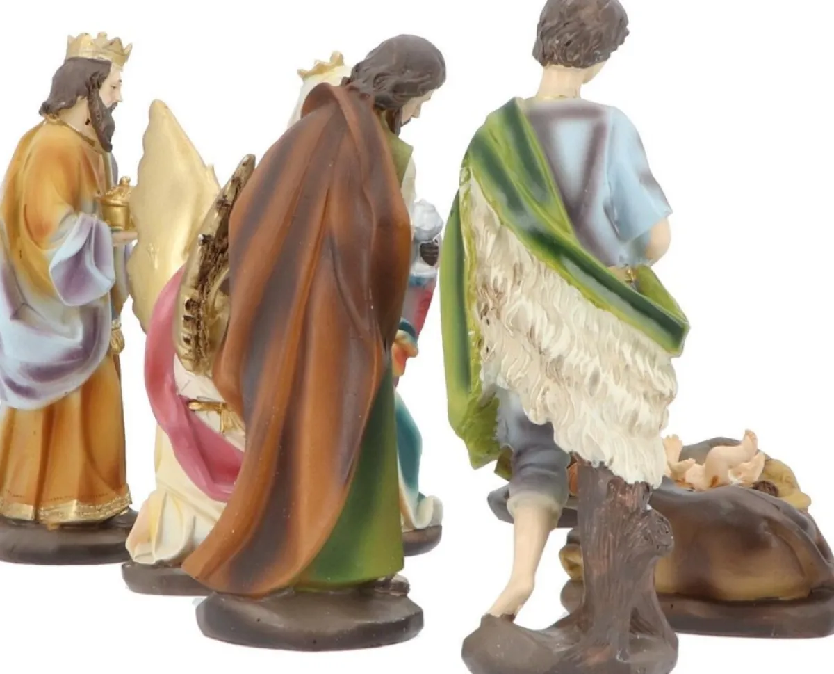 Merkloos Kerststallen>10-Delige Kerst Kribbe Figuren / Kerststal Set Polystone - 8 Tot 20 Cm